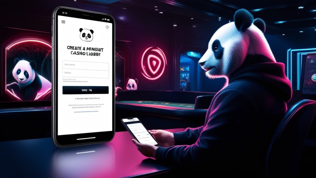 Speler maakt een account aan op telefoon in een donkere casinoomgeving