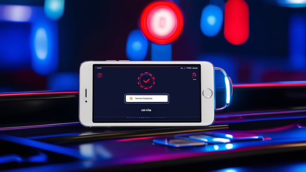 Smartphone met update- en foutoplossingscherm in een casino-achtige sfeer