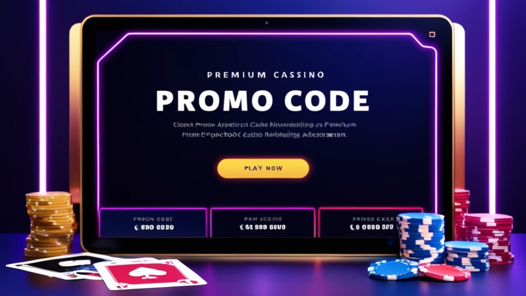 Casino-scherm met invoerveld voor promotiecode in donkere neonstijl