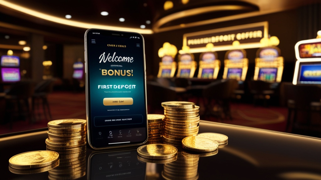 Speler ziet een welkomstbonus op een casino-scherm met donkere sfeerverlichting